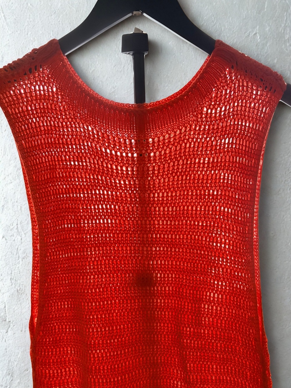 Red/Orange Crochet Sleeveless Swim Coverup Dress